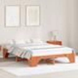 vidaXL Cadre de Lit Marron Ciré Bois Massif 140 x 200 cm Solide 872946