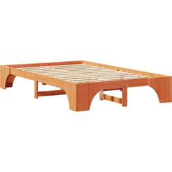 Cadre de lit en bois de pin massif, brun ciré, 140x190 cm Vidaxl