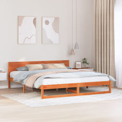 Cadre De Lit Marron 200 X 200 Cm Bois De Pin Massif Vidaxl