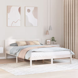 Cadre De Lit Blanc 140 X 200 Cm Bois De Pin Massif Vidaxl