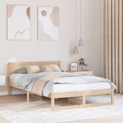 Cadre De Lit Marron 135 X 190 Cm Bois De Pin Massif Vidaxl