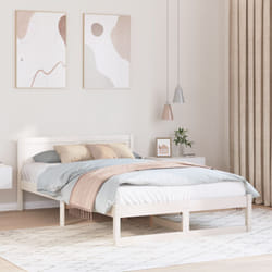 Cadre De Lit Blanc 135 X 190 Cm Bois De Pin Massif Vidaxl