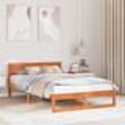 vidaXL Cadre de lit Marron cireux Bois massif 120 x 190 cm Cadre de lit 873285