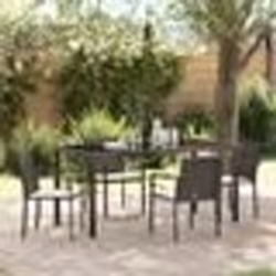 vidaXL Ensemble de dining de jardin , 5 pièces avec coussins - Rotin poly marron