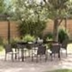 vidaXL Set de jardin - 7 pièces avec coussins en poly ratin brun