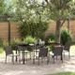 vidaXL Set de jardin - 7 pièces avec coussins en poly ratin brun