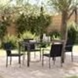 vidaXL Ensemble de jardin 5 pièces avec coussins en rotin poly noir