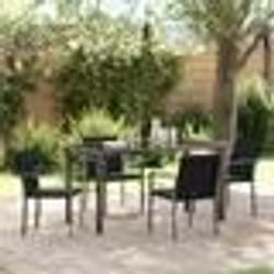 vidaXL Ensemble de jardin 5 pièces avec coussins en rotin poly noir