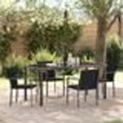 vidaXL Ensemble de jardin 5 pièces avec coussins – Polyrotin noir