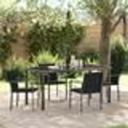 vidaXL Ensemble de jardin 5 pièces avec coussins – Polyrotin noir