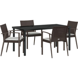 Vidaxl - Ensemble de salle à manger de jardin 5 pièces avec coussins en rotin synthétique marron.
