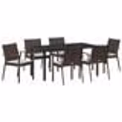 vidaXL Ensemble de jardin de 7 pièces avec coussins marron en poly rotin