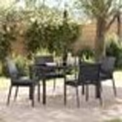 vidaXL Ensemble de salle à manger de jardin , 5 pièces avec coussins en poly rattan noir.