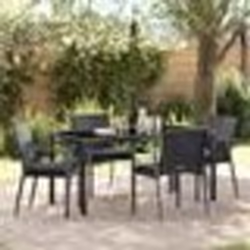 vidaXL Ensemble de repas de jardin 5 pièces avec coussins en poly rattan noir