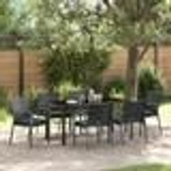 vidaXL Ensemble de jardin de 7 pièces avec des coussins en rattan poly noir.