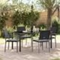 vidaXL Ensemble de salle à manger de jardin 5 pièces avec coussins, noir, en polyrotin