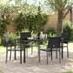 vidaXL Ensemble de salle à manger de jardin 5 pièces Noir en poly rattan.