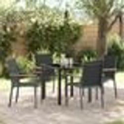 vidaXL Ensemble de salle à manger de jardin 5 pièces noir, en textilène et acier.