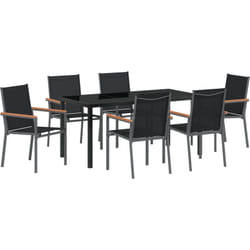 Vidaxl - Set de Table de Jardin 7 Pièces Noir Textilène et Acier