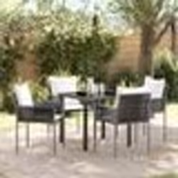vidaXL Ensemble de salle à manger de jardin en 5 pièces avec coussins marron en poly rattan