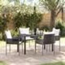 vidaXL Set de repas de jardin en poly rotin de 5 pièces marron avec coussins.