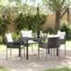 vidaXL Set de repas de jardin en poly rotin de 5 pièces marron avec coussins.