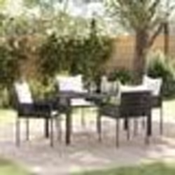 vidaXL Set de salle à manger de jardin de 5 pièces avec des coussins marron en poly rotin