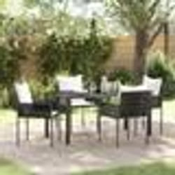 vidaXL Set de salle à manger de jardin de 5 pièces avec des coussins marron en poly rotin
