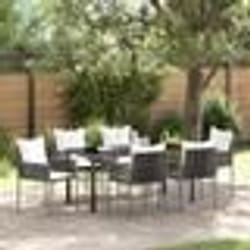 vidaXL Ensemble de salle à manger de jardin 7 pièces avec coussins marron en poly rotin