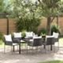 vidaXL Ensemble de jardin 7 pièces avec coussins marron en poly rotin