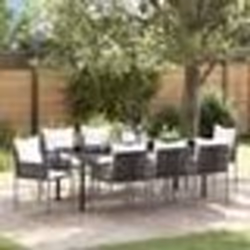 vidaXL Ensemble de salle à manger de jardin de 9 pièces avec coussins marron en poly rattan.