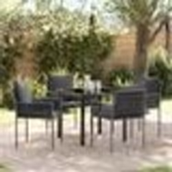 vidaXL Ensemble de salle à manger de jardin 5 pièces avec coussins en polyrotin noir
