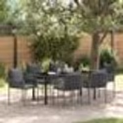 vidaXL Ensemble de jardin de 7 pièces avec des coussins noirs en poly rotin.