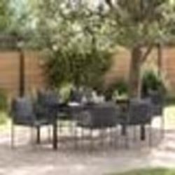 vidaXL Set de salle à manger de jardin 7 pièces avec coussins en poly rotin noir de