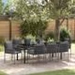 vidaXL Set de Jardin 9 Pièces avec Coussins Noirs Rattan Poly