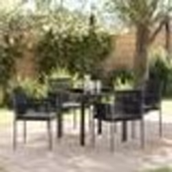 vidaXL Set de salle à manger de jardin de 5 pièces avec coussins en poly rotin noir
