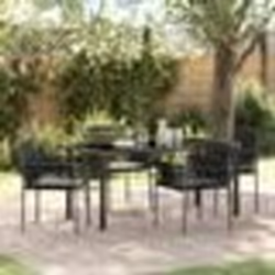 vidaXL Ensemble de jardin de 5 pièces avec des coussins en poly rattan noir.