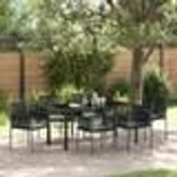 vidaXL Ensemble salle à manger jardin 7 pièces avec coussins rotin noir
