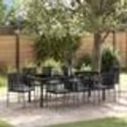 vidaXL Set de salle à manger de jardin , 9 pièces, avec coussins en poly rotin noir.