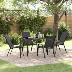 vidaXL Ensemble de salle à manger pour jardin 5 pcs Noir