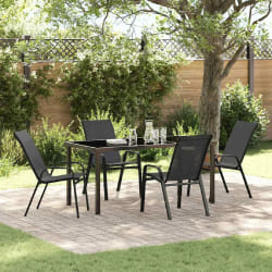 vidaXL Ensemble de salle à manger pour jardin 5 pcs Noir