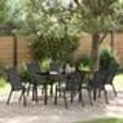 Ensemble de salle à manger de jardin vidaXL 7 pièces Noir Textilène et Acier 3379118