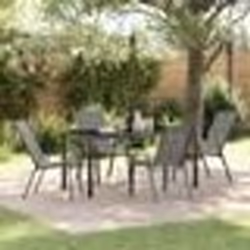 Ensemble de Salle à Manger de Jardin 5 Pièces vidaXL Gris Textilène et Acier 3379124