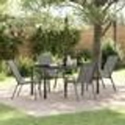 Ensemble de Salle à Manger de Jardin 5 Pièces vidaXL Gris Textilène et Acier 3379124