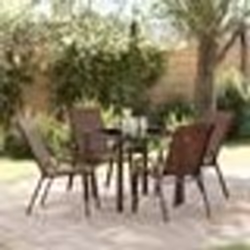 vidaXL Ensemble de salle à manger de jardin 5 pièces en Textilène marron et acier 3379129