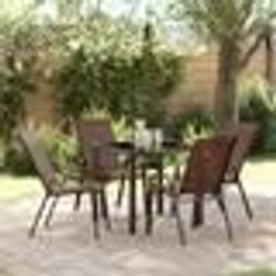 vidaXL Ensemble de salle à manger de jardin 5 pièces en Textilène marron et acier 3379129
