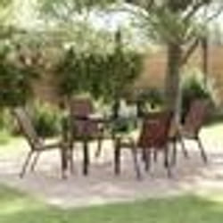 Ensemble de Salle à Manger de Jardin 5 Pièces vidaXL Marron Textilène et Acier 3379130