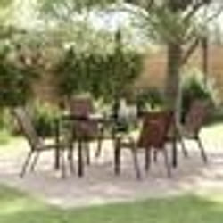 Ensemble repas jardin 5 pièces vidaXL en textilène marron et acier 3379131