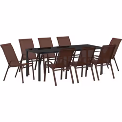 Cet ensemble de repas de jardin 9 pièces est parfait pour des grosses réunions en extérieur, alliant style et praticité. Avec ...