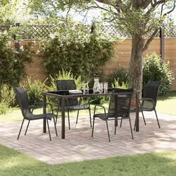 vidaXL Ensemble de salle à manger de jardin 5 pièces Noir Textilène et Acier 3379138